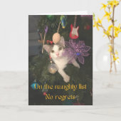 Naughty Cat in Christmas Tree Karte (Gelbe Blume)