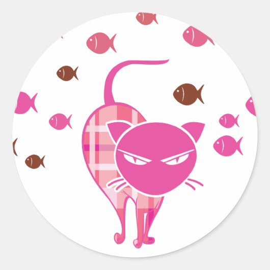Naughty Cat Runder Aufkleber (Vorderseite)