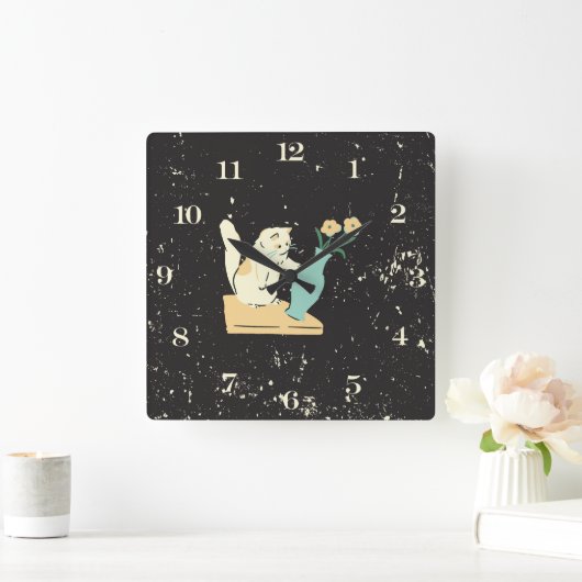 Naughty Cat Square Wall Uhr (Zuhause)