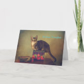 Naughty Cat Weihnachtskarte Feiertagskarte (Vorderseite)