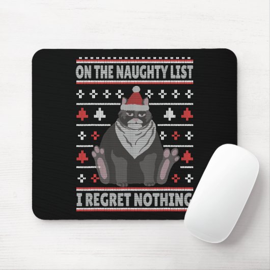 Naughty Cat Xmas hässlich Pulli I Bedret Nothing C Mousepad (Mit Mouse)
