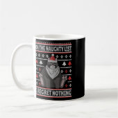 Naughty Cat Xmas hässlicher Pullover, nichts bereu Kaffeetasse (Links)