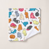 Naughty Cats Kittens Crowd Badhandtuch Set (Waschlappen)