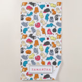 Naughty Cats Kittens Crowd Personalisiert Strandtuch (Vorderseite)