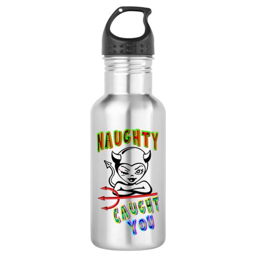 Naughty Caught Edelstahlflasche (Vorderseite)