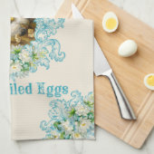 Naughty Chickens Lay Deviled Eggs Türkis Geschirrtuch (Viertel Falte)
