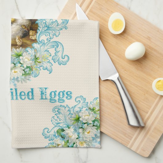 Naughty Chickens Lay Deviled Eggs Türkis Geschirrtuch (Viertel Falte)