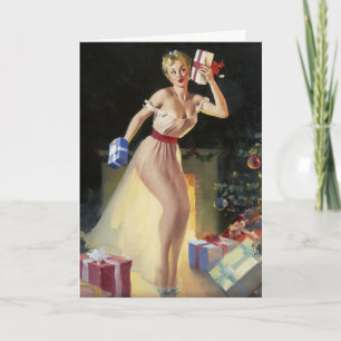 Naughty Christmas Button-Up Grußkarte Feiertagskarte