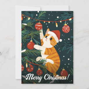 Naughty Christmas Cat Kletterbaum Custom Text Feiertagskarte