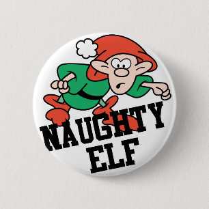 Naughty Christmas Elf Button