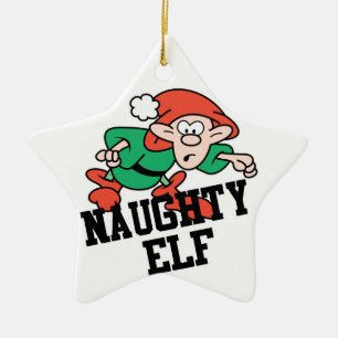 Naughty Christmas Elf Keramikornament