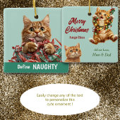 Naughty Christmas Ginger Kitten Keramikornament