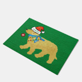 Naughty Christmas Goldendoodle Xmas Green Burlap Fußmatte (Schrägansicht)