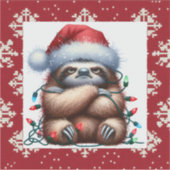 Naughty Christmas Lights Sloth Aufkleber (Vorderseite)