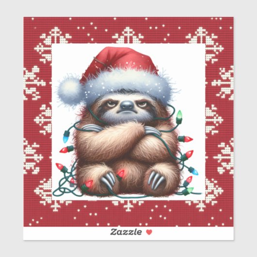 Naughty Christmas Lights Sloth Aufkleber (Blatt)