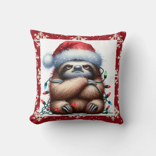 Naughty Christmas Lights Sloth Kissen