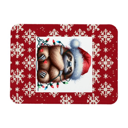 Naughty Christmas Lights Sloth Magnet (Horizontal)