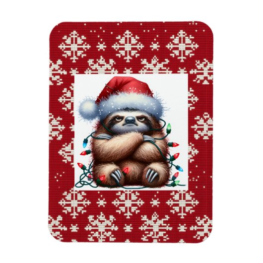Naughty Christmas Lights Sloth Magnet (Vertikal)