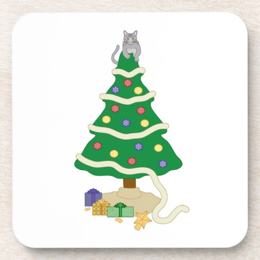 Naughty Christmas Tree Kitty Cat Untersetzer (Vorderseite)