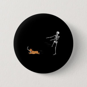 Naughty Corgi Dog Fun Skeleton Halloween Button