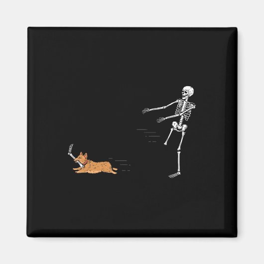 Naughty Corgi Dog Fun Skeleton Halloween Magnet (Vorne)