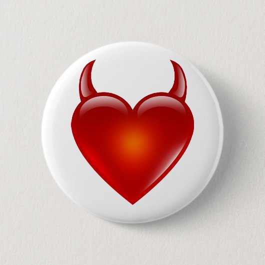 Naughty Devil Heart mit Hörnern Button (Vorderseite)