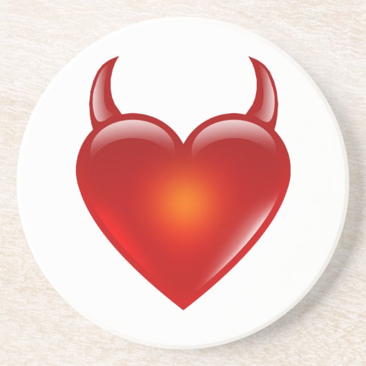 Naughty Devil Heart mit Hörnern Getränkeuntersetzer (Vorne)