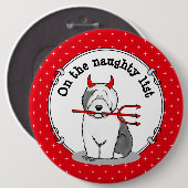 Naughty Devil Old English Sheepdog (Gray 1) Button (Vorne & Hinten)