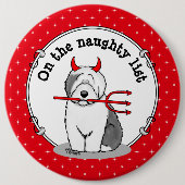 Naughty Devil Old English Sheepdog (Gray 1) Button (Vorderseite)
