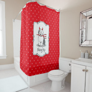 Naughty Devil Old English Sheepdog (Gray 1) Duschvorhang