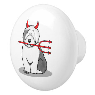 Naughty Devil Old English Sheepdog (Gray 1) Keramikknauf