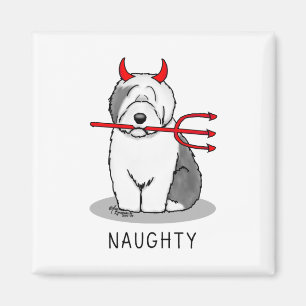 Naughty Devil Old English Sheepdog (Gray 1) Magnet