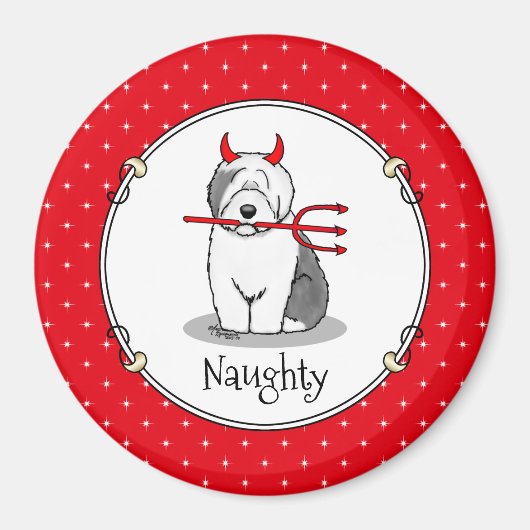 Naughty Devil Old English Sheepdog (Gray 1) Magnet (Vorne)
