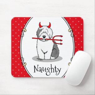 Naughty Devil Old English Sheepdog (Gray 1) Mousepad