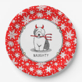 Naughty Devil Old English Sheepdog (Gray 1) Pappteller (Vorderseite)