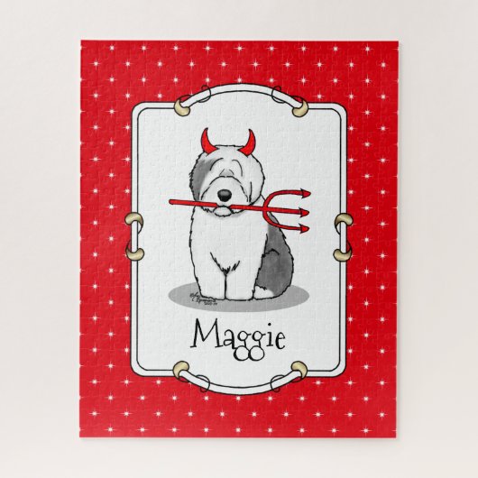Naughty Devil Old English Sheepdog (Gray 1) Puzzle (Vertikal)