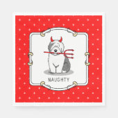 Naughty Devil Old English Sheepdog (Gray 1) Serviette (Vorderseite)