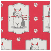 Naughty Devil Old English Sheepdog (Gray 1) Stoff (Nahaufnahme)