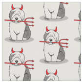 Naughty Devil Old English Sheepdog (Gray 1) Stoff (Nahaufnahme)
