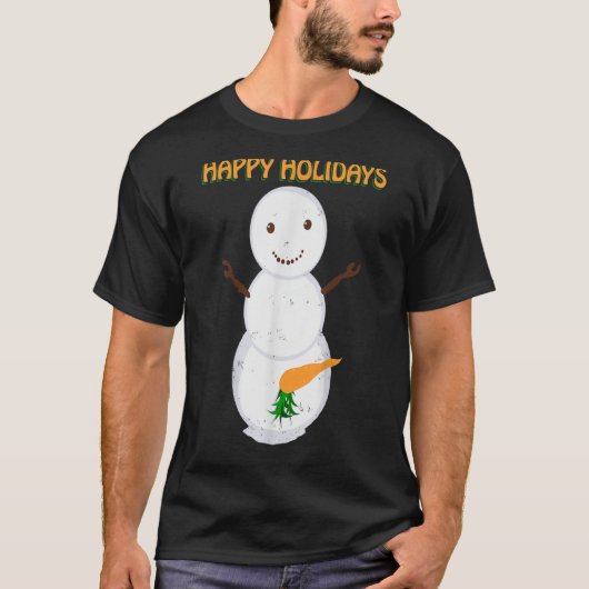 Naughty Dirty Carrot Snowman Funny Uggly Weihnacht T-Shirt (Vorderseite)