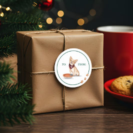 Naughty Dog Watercolor Chihuahua Eats Pumpkin Pie Runder Aufkleber