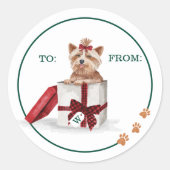 Naughty Dog Watercolor Yorkshire Terrier Runder Aufkleber (Vorderseite)