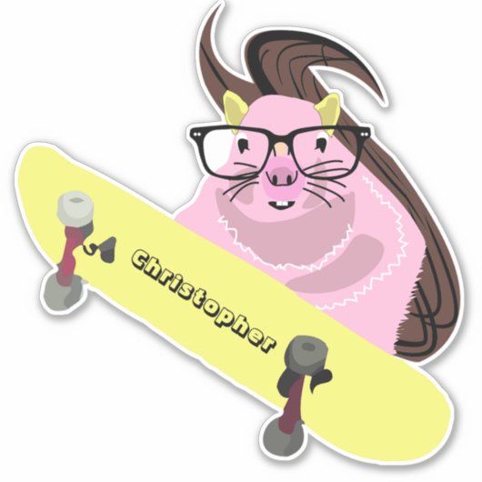 Naughty Eichhörnchen #108 Skateboarding Aufkleber (Vorderseite)