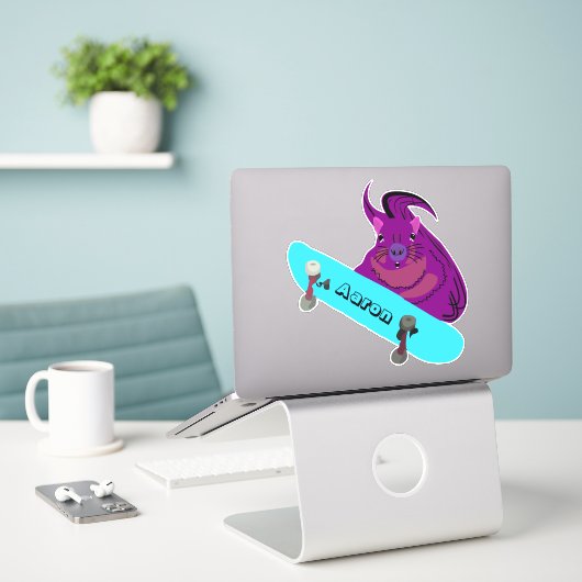 Naughty Eichhörnchen #206 Skateboarding Aufkleber (Laptop auf Schreibtisch)