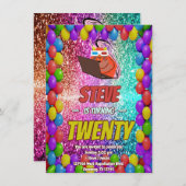 Naughty Eichhörnchen Internet-Party Geburtstag Ein Einladung (Vorne/Hinten)