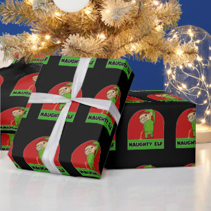 NAUGHTY ELF RUDE CHRISTMAS WRAPPING PAPIER GESCHENKPAPIER
