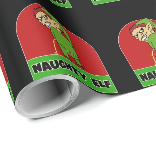 NAUGHTY ELF RUDE CHRISTMAS WRAPPING PAPIER GESCHENKPAPIER (Rolleneckpunkt)