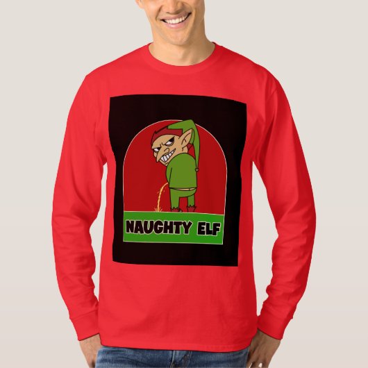 NAUGHTY ELF RUDE MENS CHRISTMAS T - SHIRT (Vorderseite)