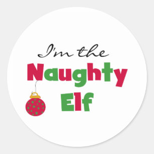 Naughty Elf Runder Aufkleber