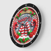 Naughty Elf Shenanigans" - Spielende Weihnachtsmau Große Wanduhr (Winkel)